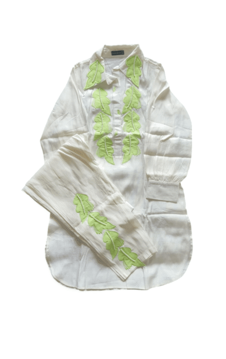 Elegant Off-White Co-ord Set with Leaf Embroidery
